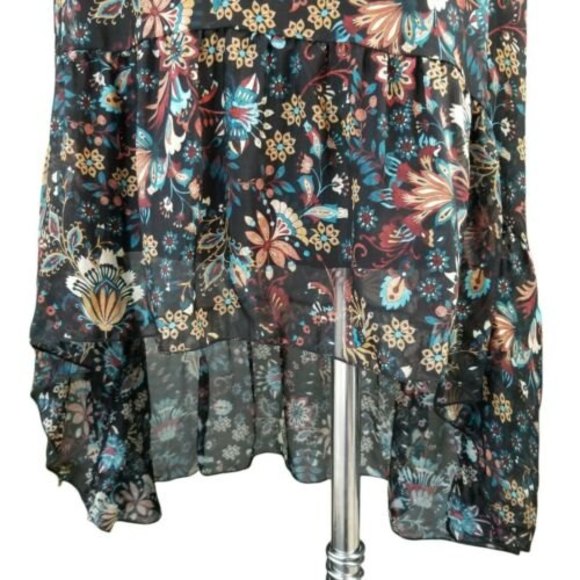 Elena Baldi Floral Print Asymmetrical Ruffled Hem Chiffon Dress Size XS - Picture 6 of 11